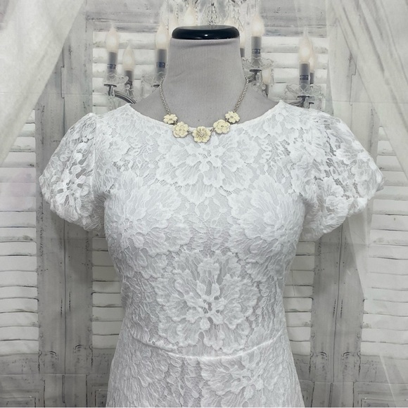 NEW Free People Dress Ivory Off White Hailee Lace Tie Back Minidress Open Back - Picture 3 of 12